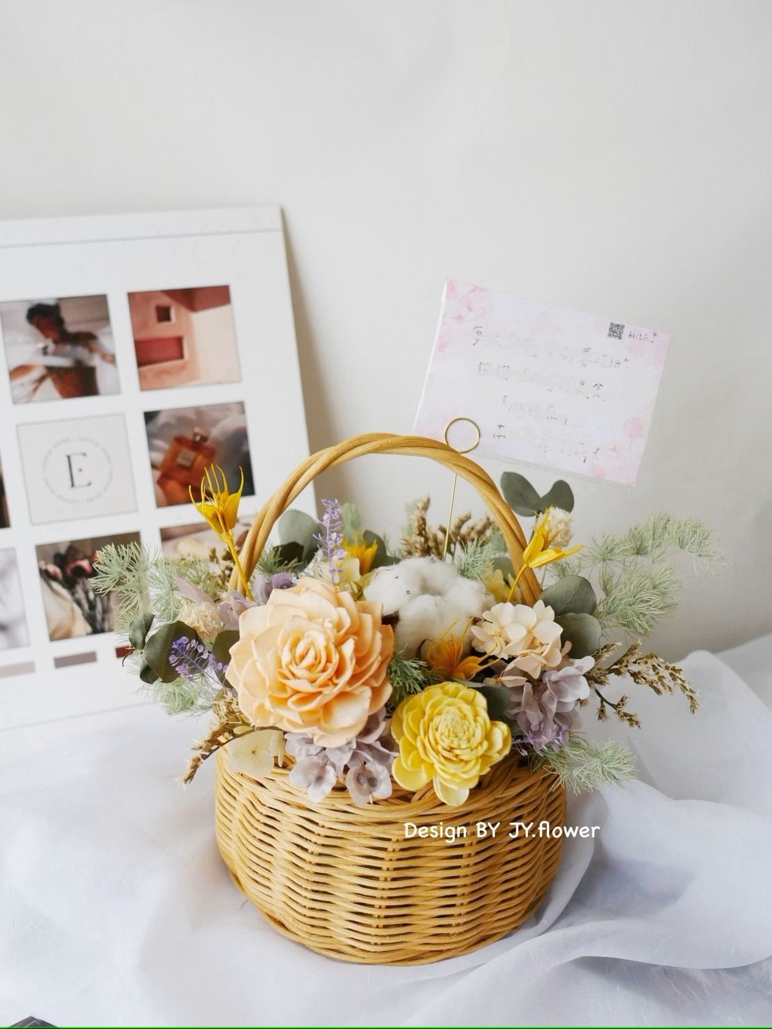 小型乾燥花花籃【晴紫】