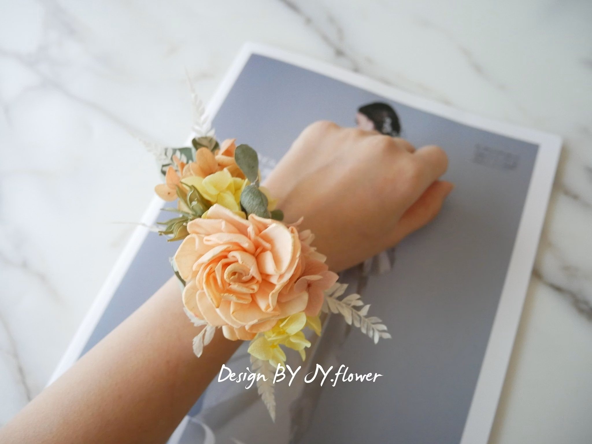 主花式永生乾燥手腕花【橘橙】
