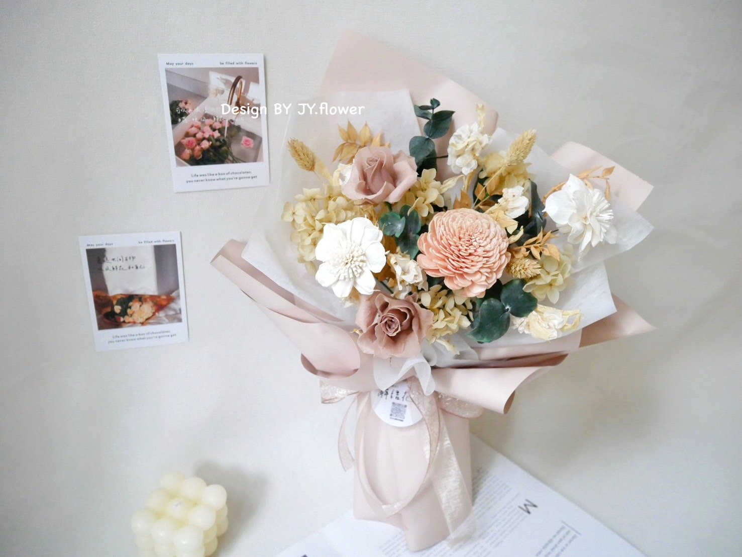 中大型韓式永生玫瑰花束【栗棕】