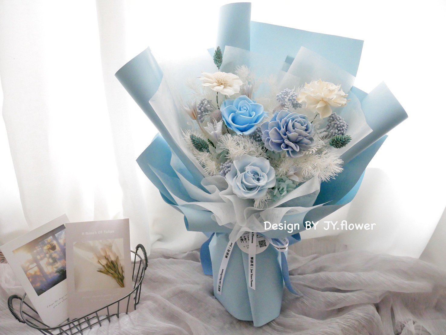 中大型韓式永生玫瑰花束【蔚藍】