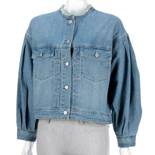 日本設計師款 蓬鬆袖薄牛仔外套