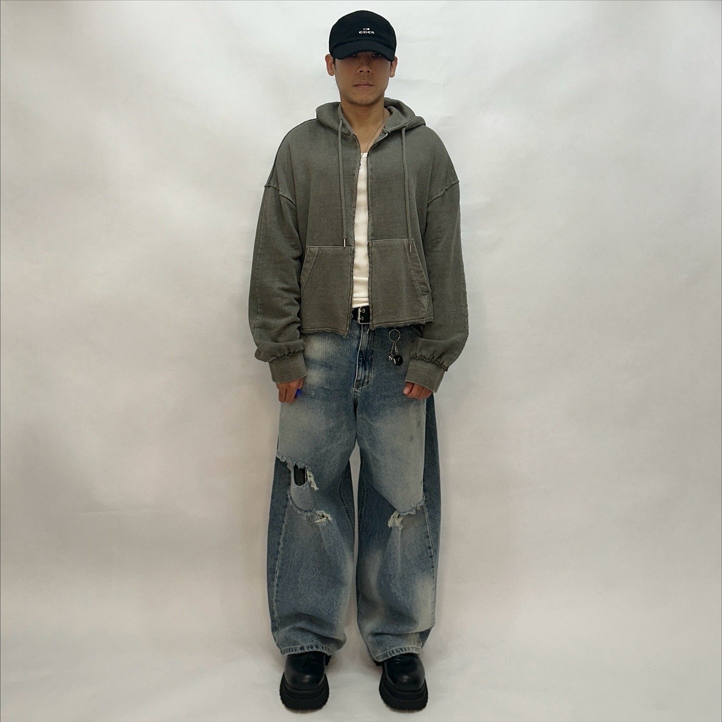 【🇰🇷】中磅毛巾布重水洗染色 Boxy 短版連帽夾克