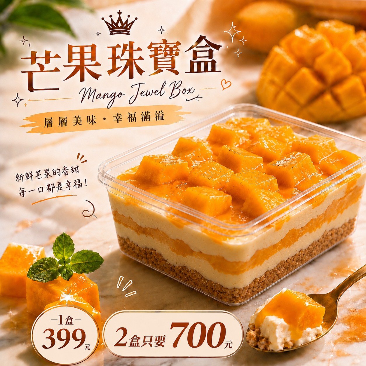 芒果珠寶盒-減糖版500G[含提袋][冷藏]-2盒下單處