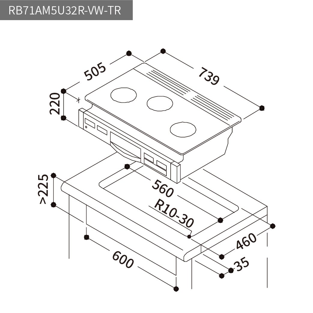 爐連烤防漏玻璃三口爐-RB71AM5U32R-VW-TR