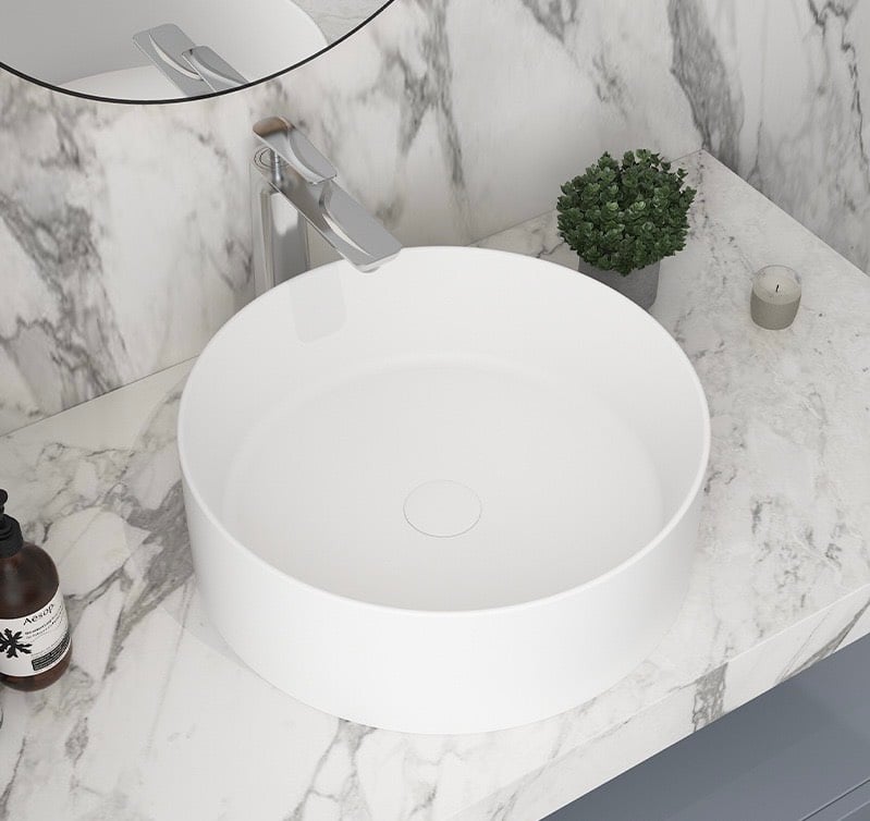 IDEAVIT - 人造石獨立圓形面盆 - K-518C-T-SW