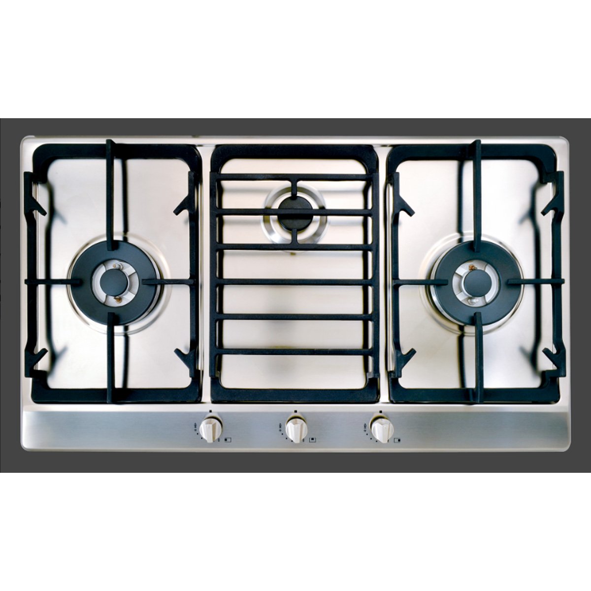 不鏽鋼三口高效能瓦斯爐GH9050 不鏽鋼三口高效能瓦斯爐GH9050