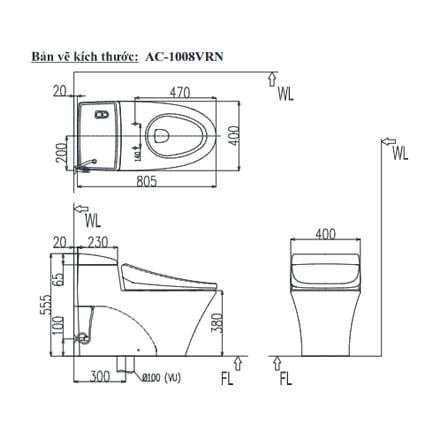 日本 INAX 單體馬桶 AC-1008VRN-TW