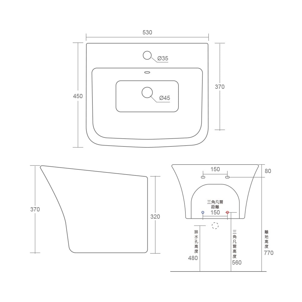 MRBEAR - NEW!! 壁掛一體盆 / PMA-1171-53