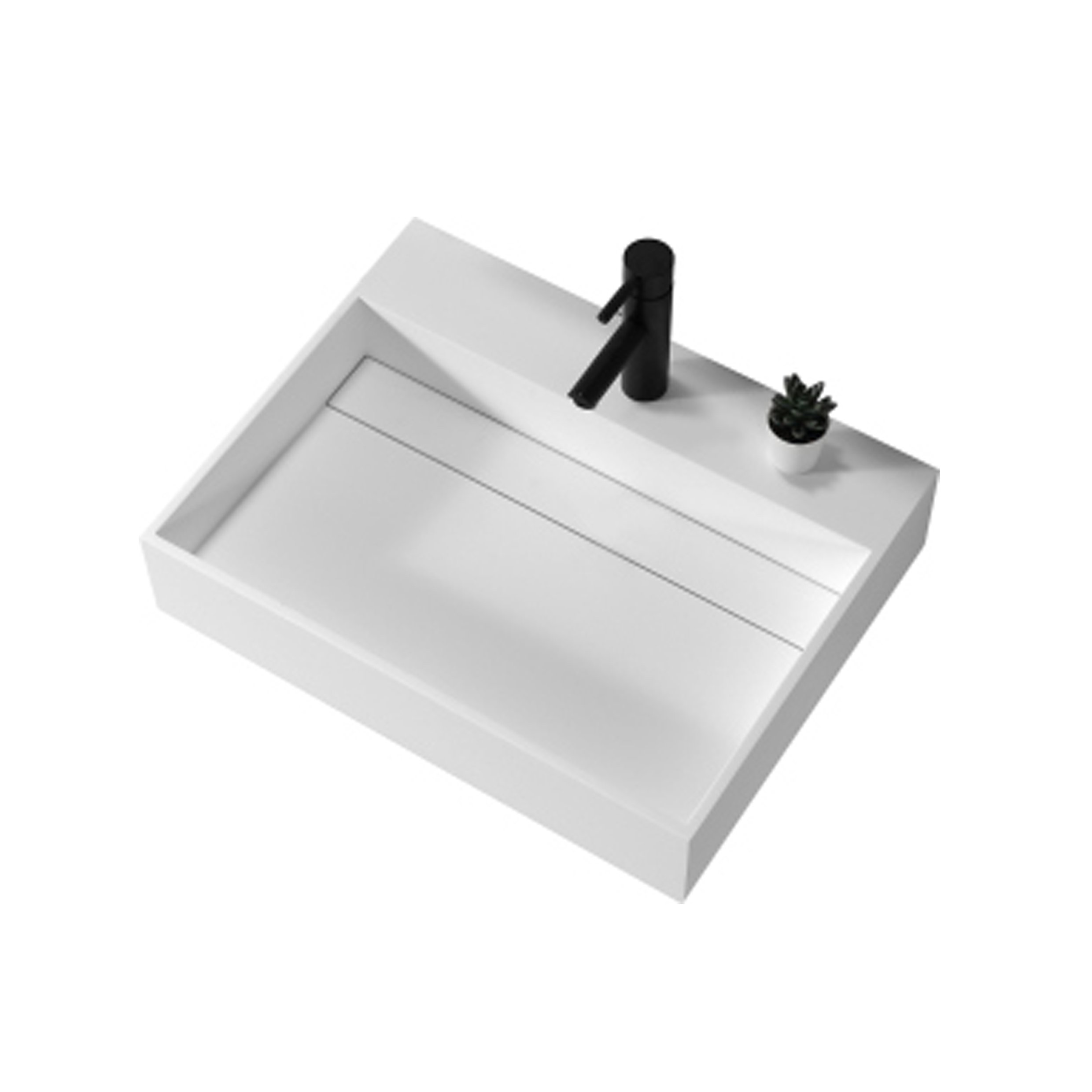 IDEAVIT - 人造石方型薄邊面盆 - K-455A-T-SN