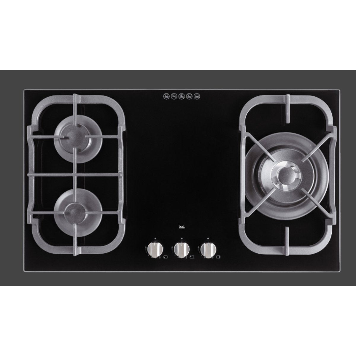 黑玻三口高效能瓦斯爐GH7055-R 黑玻三口高效能瓦斯爐GH7055-R