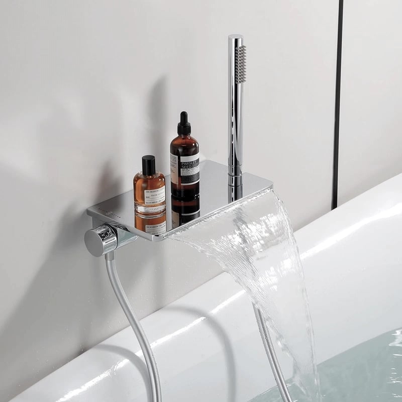 DE系列款 - 旋鈕切換寬台面式瀑布龍頭 - LD-1807-K-T