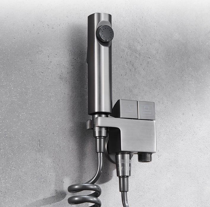 BS - 900 鐵灰黑色沖洗器 / 全配全銅款附按壓三通
