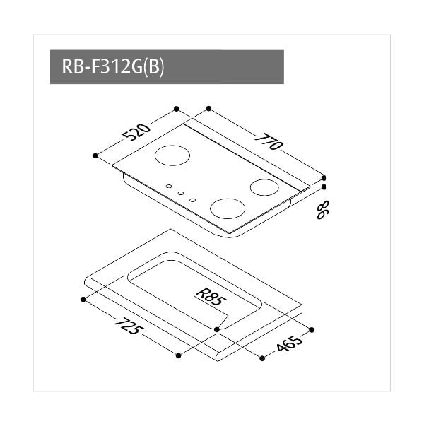 RB-F312G(B)檯面式蓮花玻璃三口爐