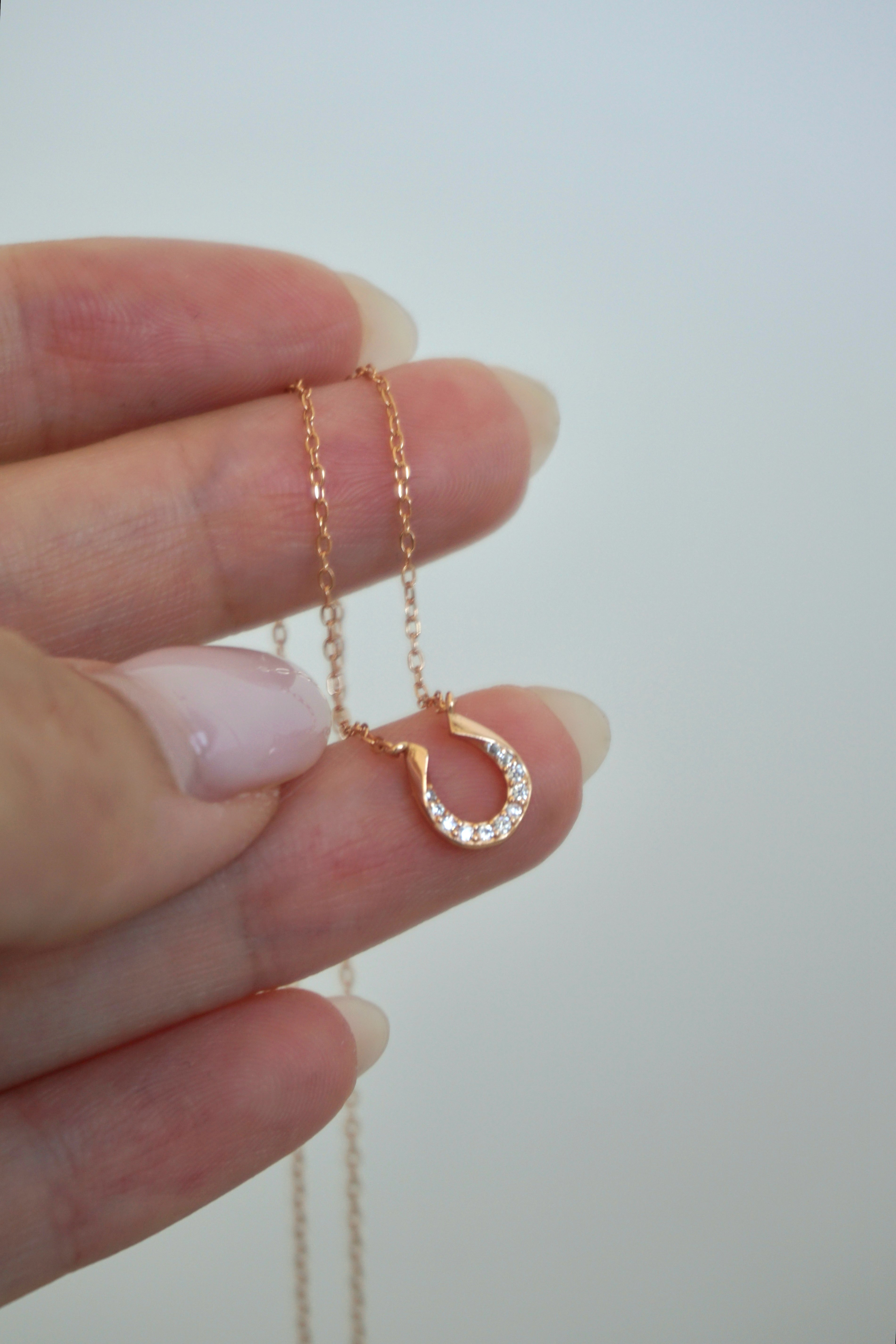 S925 Pavé Horseshoe Pendant 馬蹄U鑽項鍊