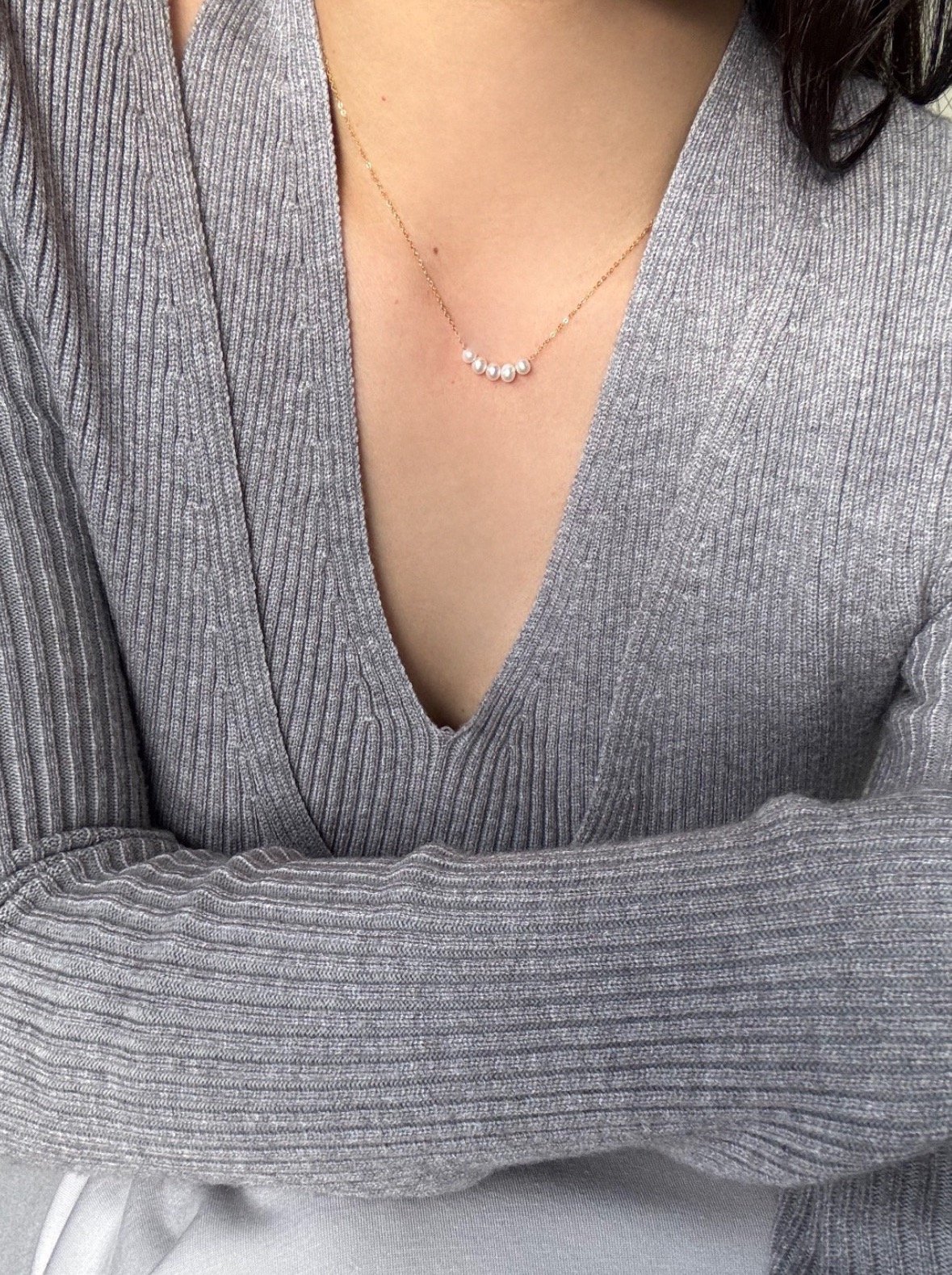 316L Five Pearl Necklace 微笑米粒珍珠項鍊