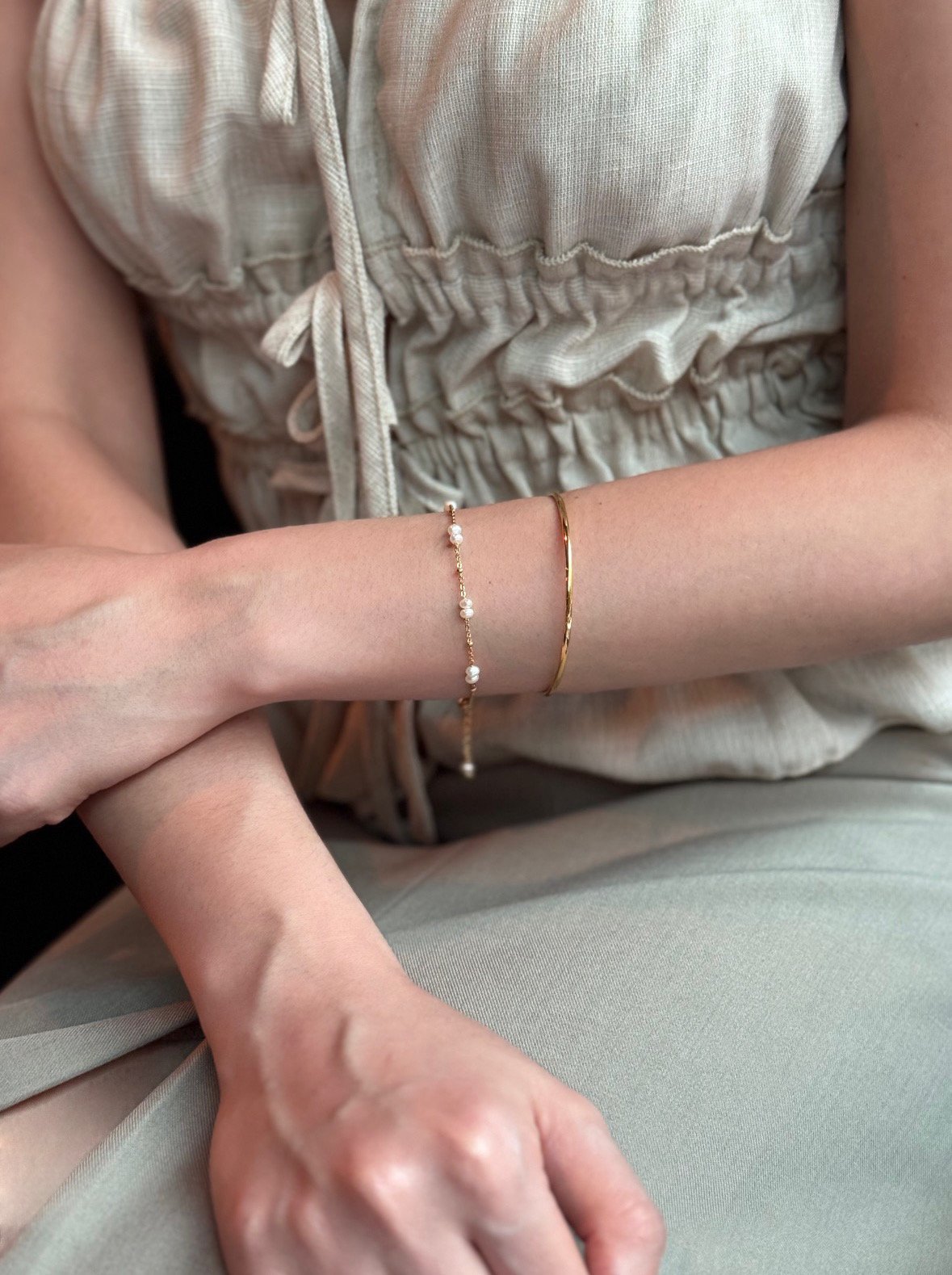 316L Natural Pearl Bracelet 迷你珍珠金豆手鏈