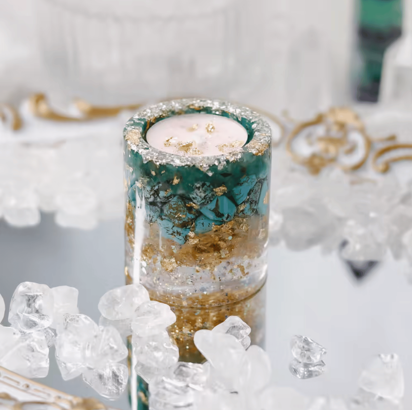 ✨ 凝結光影之美：手工水晶能量燭台 ✨尺寸中款