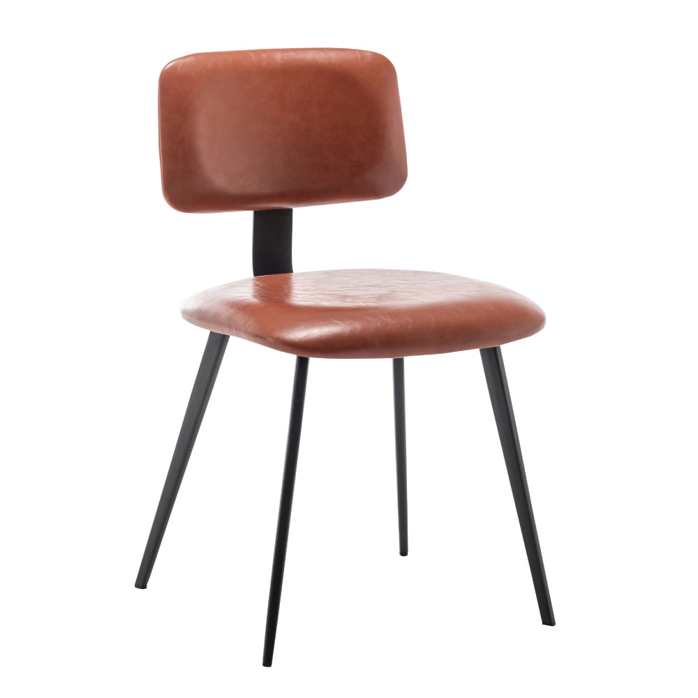 Ian伊恩PU面金屬黑腳工業休閒餐椅-兩色可選