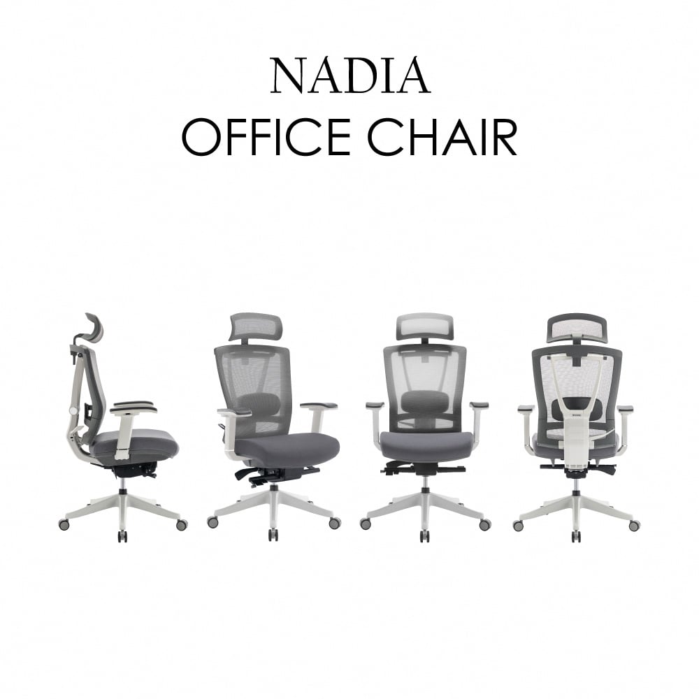Nadia納迪婭意式高階底盤半網人體工學電腦椅-灰色
