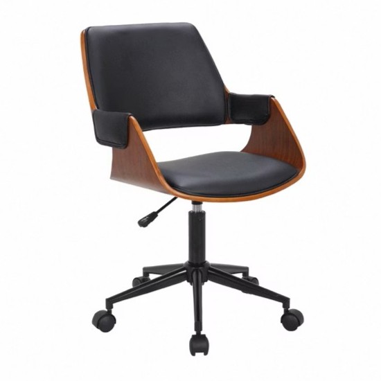 Vic維克扶手曲木可調式電腦椅-黑色