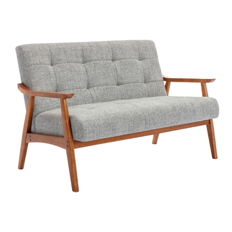 Sharf雪芙拉扣布面厚感實木腳雙人休閒沙發-三色可選