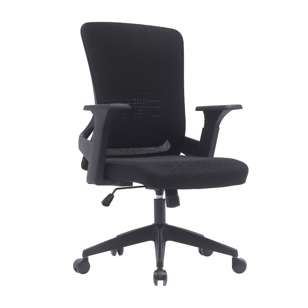 Keto凱拓中背扶手半網人體工學電腦椅-黑色