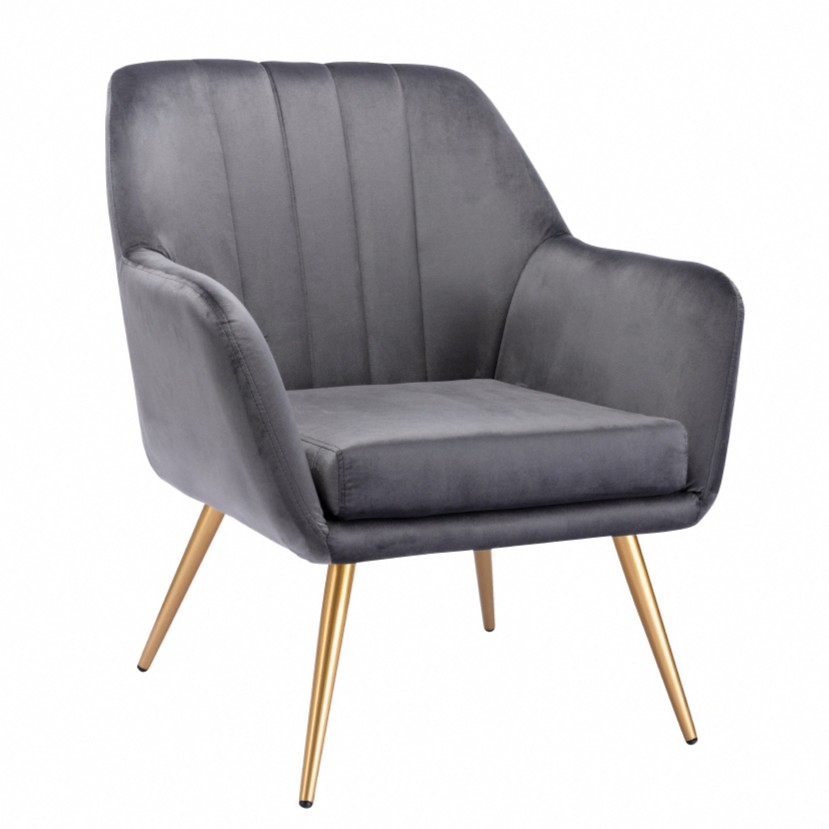 Grace葛瑞絲直紋絨布扶手金腳休閒椅-四色可選