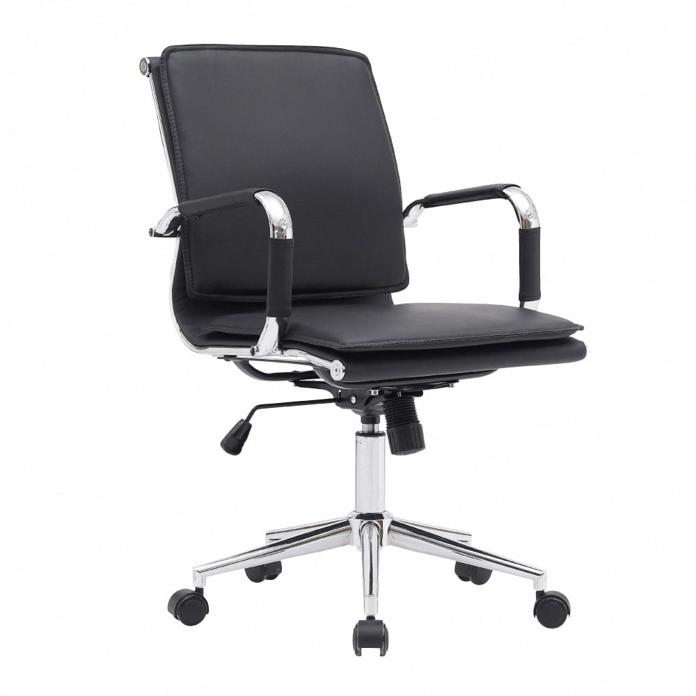 Curt科特厚墊固定扶手可調式電腦椅-黑色