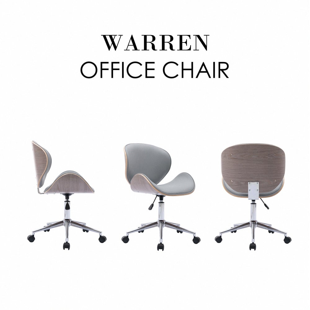 Warren沃倫PU淺曲木可調式電腦椅-灰色