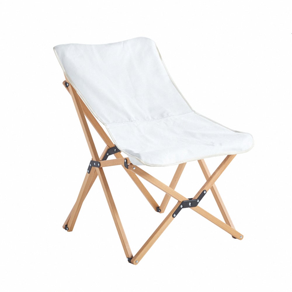 Luna露娜布面實木腳野餐露營釣魚小月亮椅-白色
