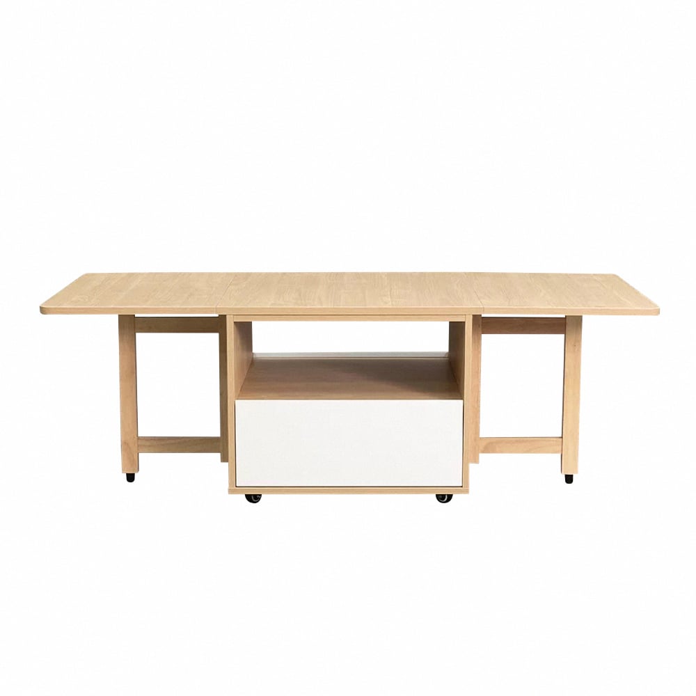Bucolic田園系1開1抽收納實木腳折合咖啡桌-原木色