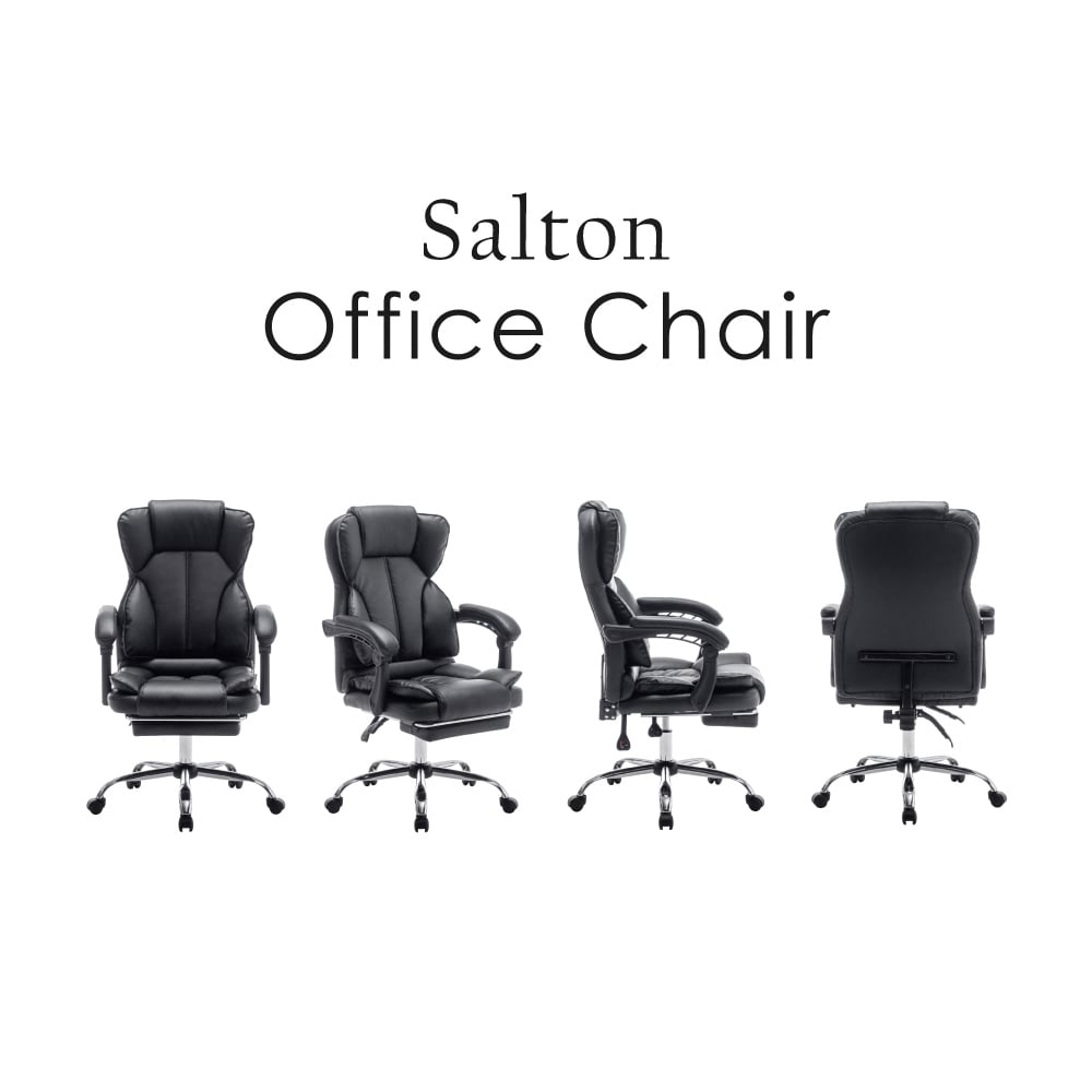 Salton索爾頓尊爵PU高背扶手電腦椅-黑色