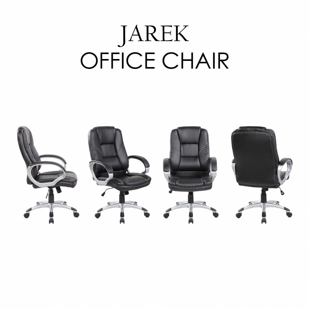 Jarek雅雷克PU面固定扶手電腦椅-黑色