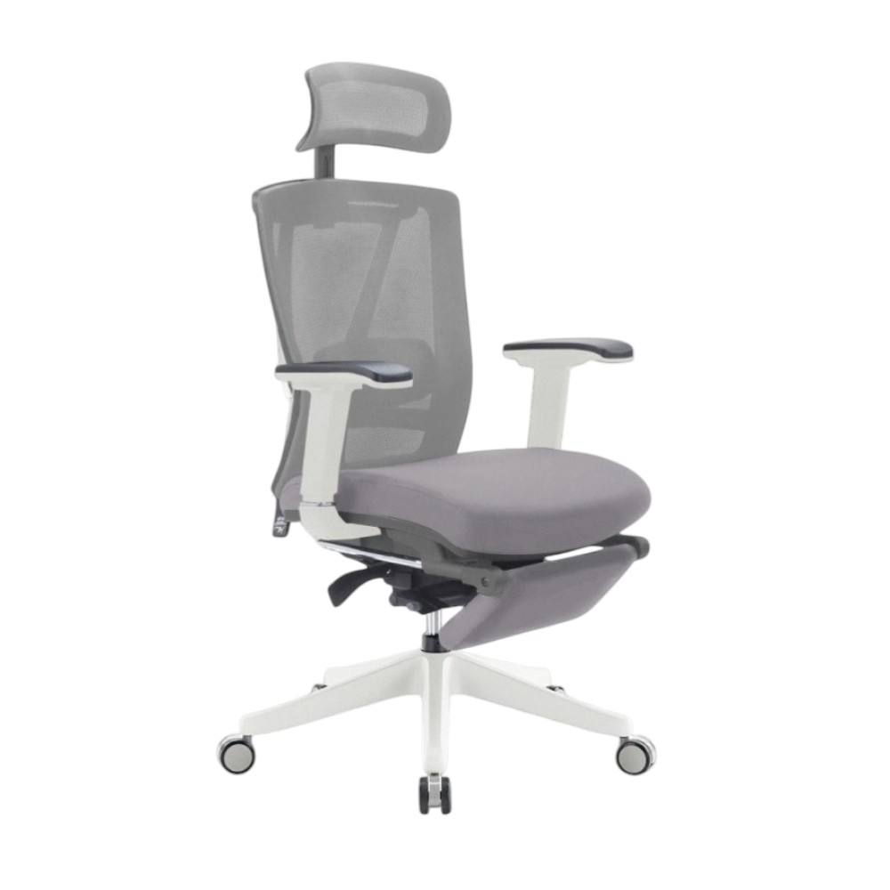 Falsita法希塔意式高階底盤半網含腳凳人體工學電腦椅-灰色