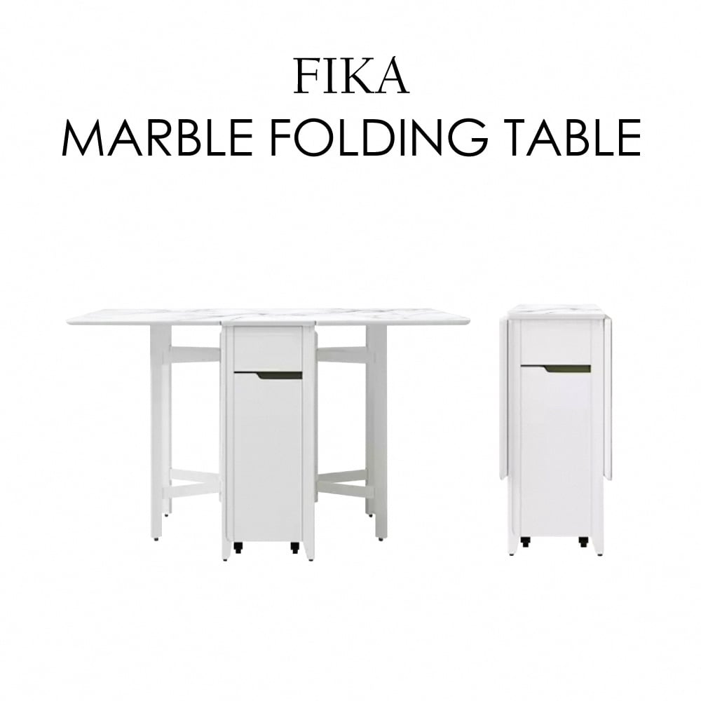 Fika悠享系1抽1門折合蝴蝶長方餐桌-幅130cm-大理石紋
