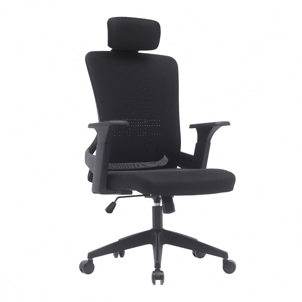 Bezos貝佐斯高背扶手半網人體工學電腦椅-黑色