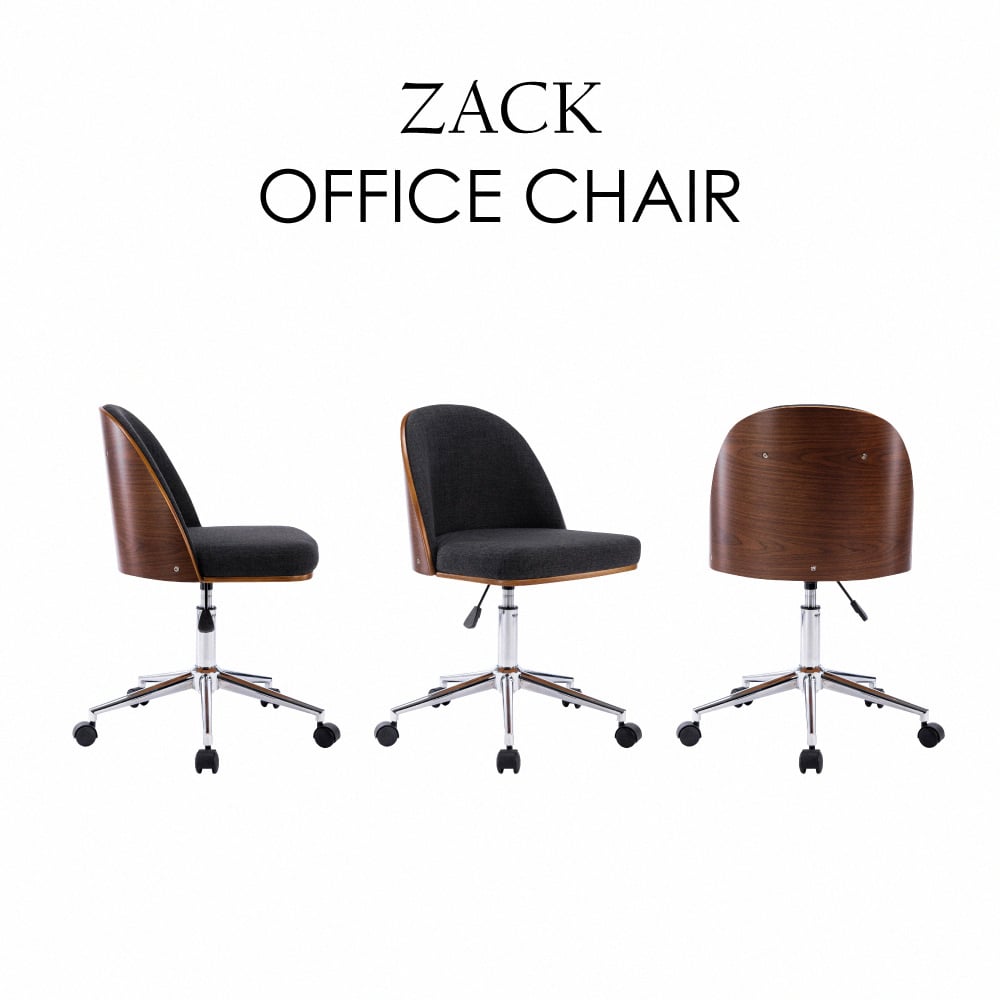 Zack扎克布面雅緻曲木可調式電腦椅-深灰色