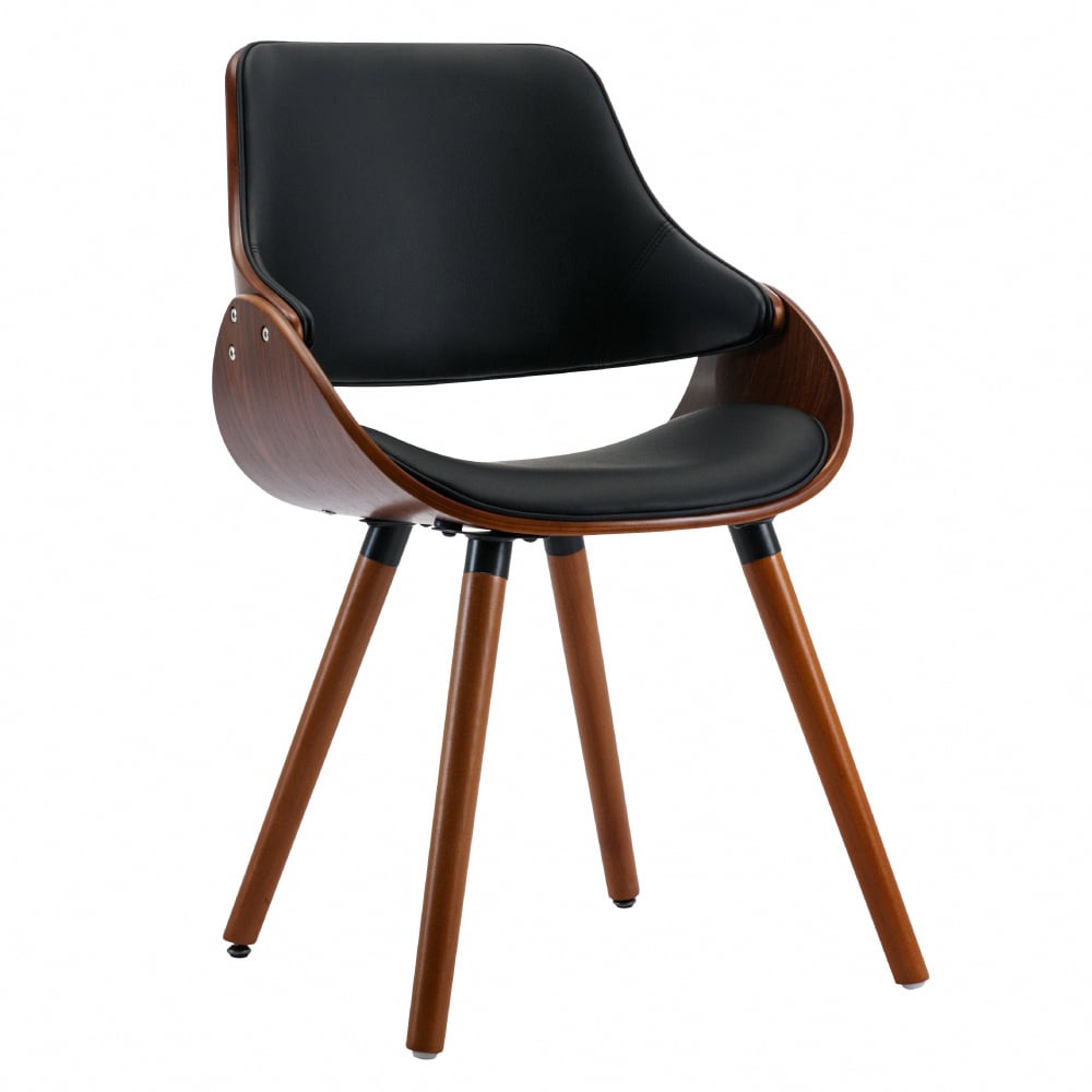 Mattew馬休PU面流線造型曲木餐椅-兩色可選