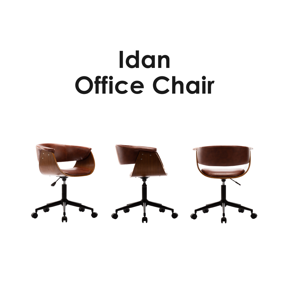 Idan伊丹PU扶手曲木升降電腦椅-棕色