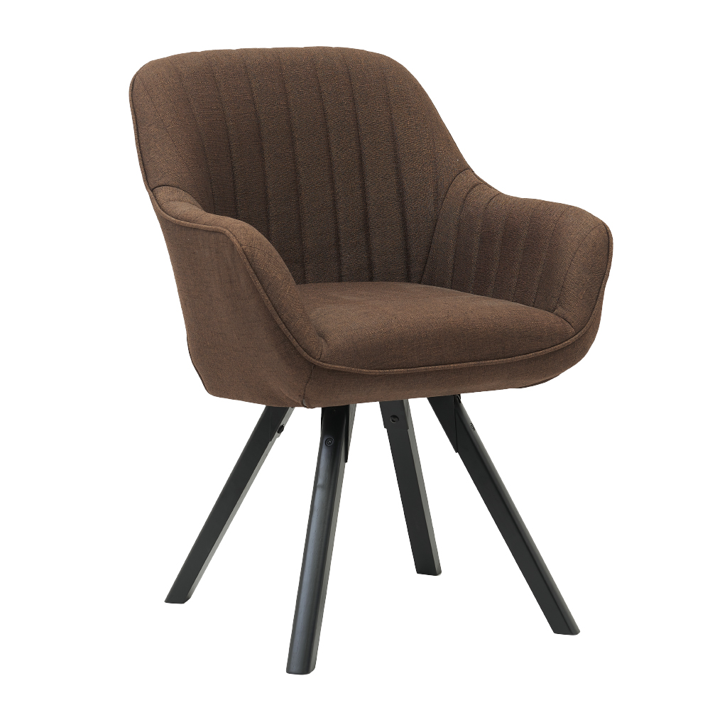 Liam萊恩姆直紋布面實木腳旋轉餐椅-兩色可選