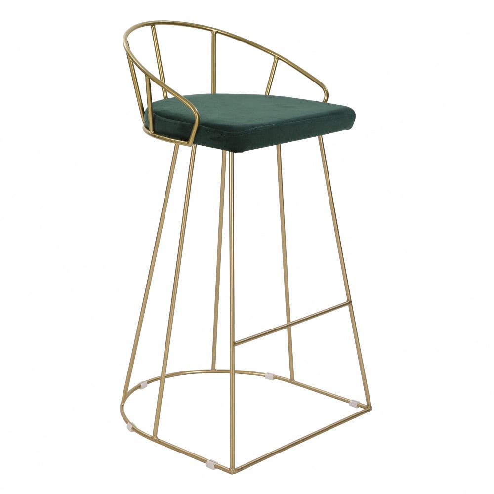 Saige賽吉絨布金框網美吧檯椅-坐高74cm-四色可選