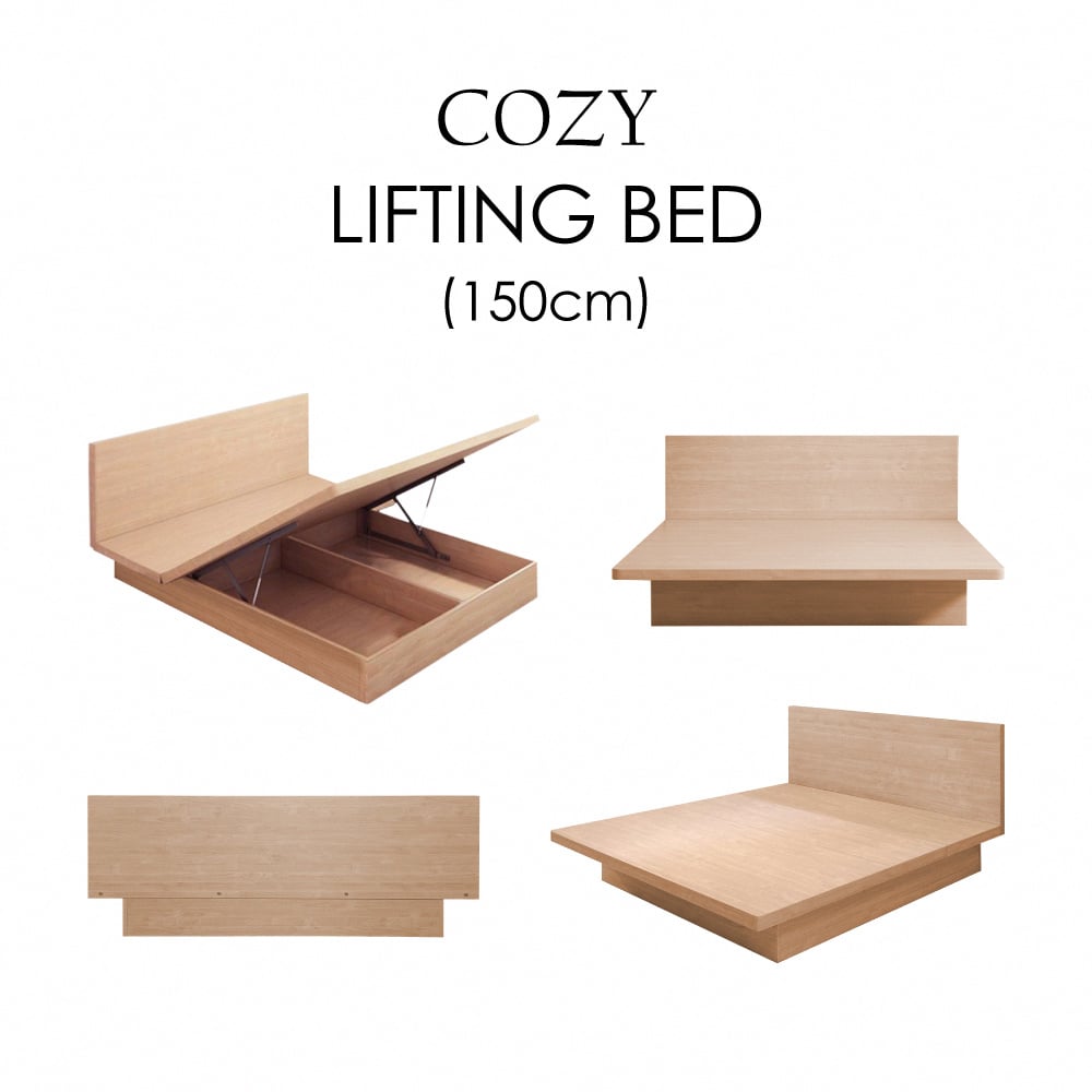 Cozy舒活系多功能收納掀床架-雙人5尺-原木色