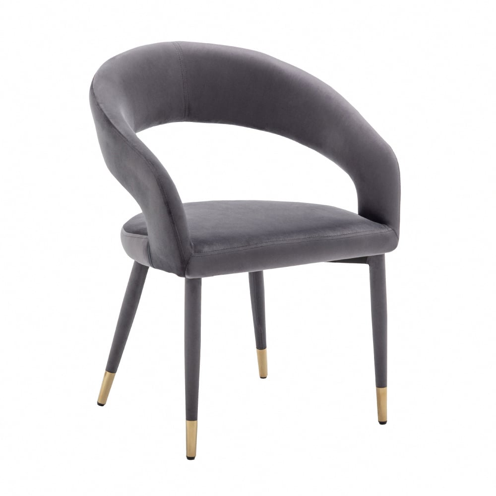 Louis路易斯鏤空高級絨布包金腳休閒餐椅-兩色可選