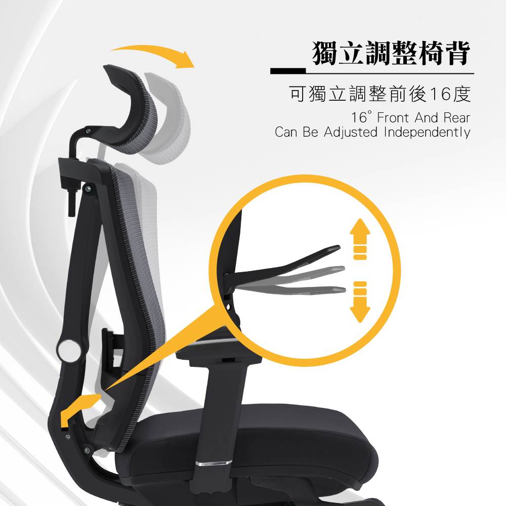 Cosimo科西莫意式高階底盤半網含腳凳人體工學電腦椅-黑色