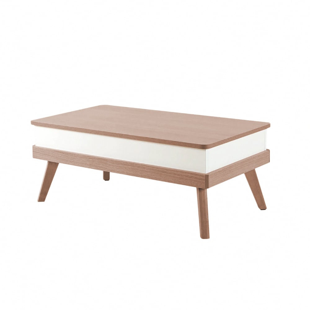 Breeze微風系升降收納實木腳長方咖啡桌-幅100cm-原木色