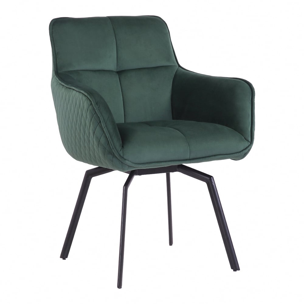 Chris克里斯絨布扶手旋轉休閒餐椅-四色可選