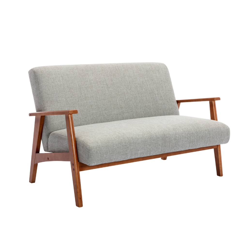 Seno賽諾布面厚感實木腳雙人休閒沙發-兩色可選