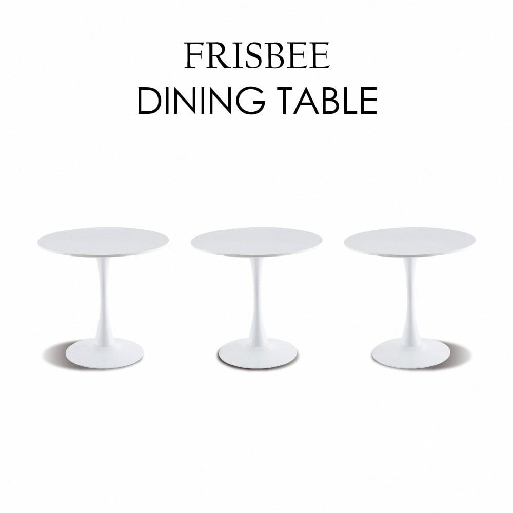 Frisbee飛盤造型多功能金屬白柱桌-直徑80cm-白色