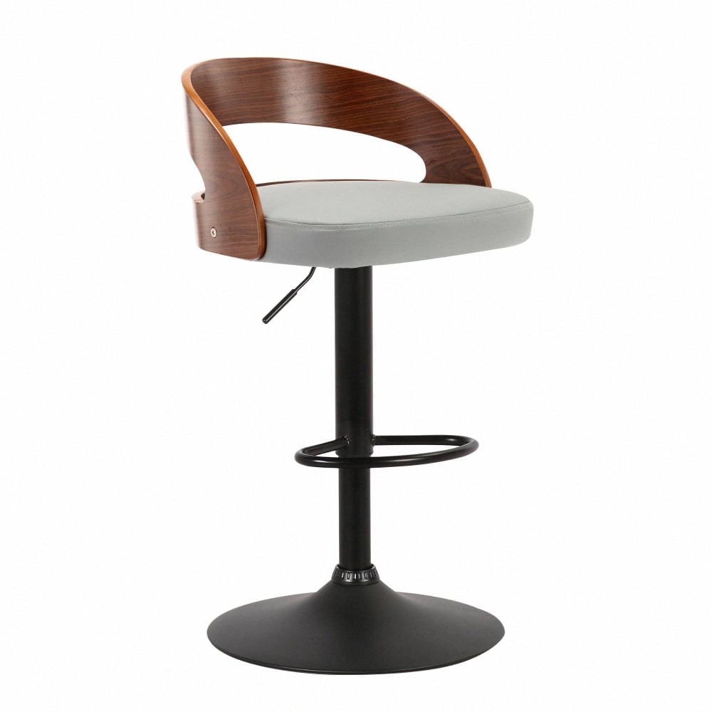 Dorothy桃樂絲PU曲木弧形背升降黑腳吧檯椅-兩色可選