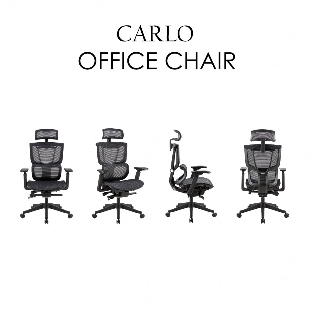 Carlo卡洛意式高階底盤德國網人體工學電腦椅-黑色